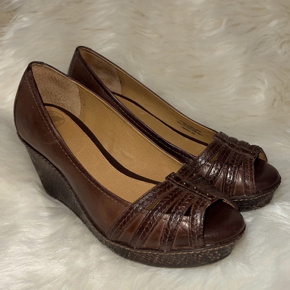 Nurture Carmen Leather Upper Faux Snake Skin Wedge Heels